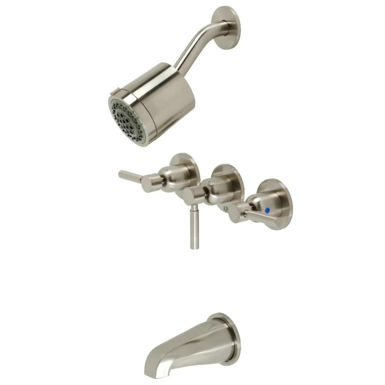 Kingston Brass KBX8138DL Concord Three-Handle Tub and Shower Faucet, Brushed Nickel | Walmart (US)