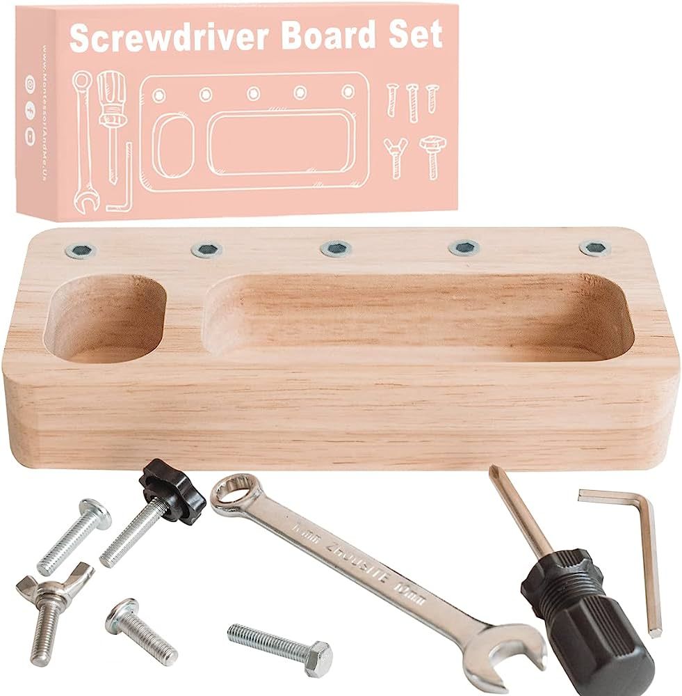 Montessori Screwdriver Board Set - Montessori Tools Screw Toy for Kid - Toddler Life Skill Toys -... | Amazon (US)