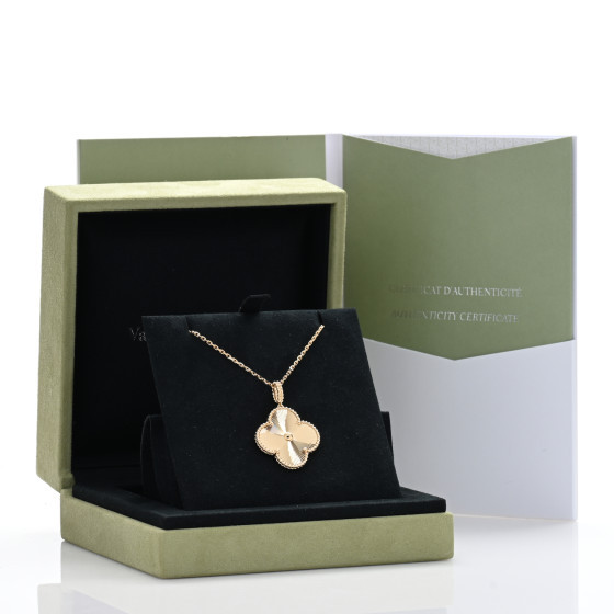 18K Yellow Gold Guilloche Magic Alhambra Long Necklace | FASHIONPHILE (US)