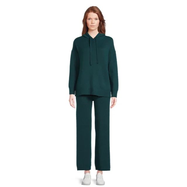 Time and Tru Women's Long Sleeve Hoodie Pullover and Pant Sweater Set, Sizes XS-4X | Walmart (US)