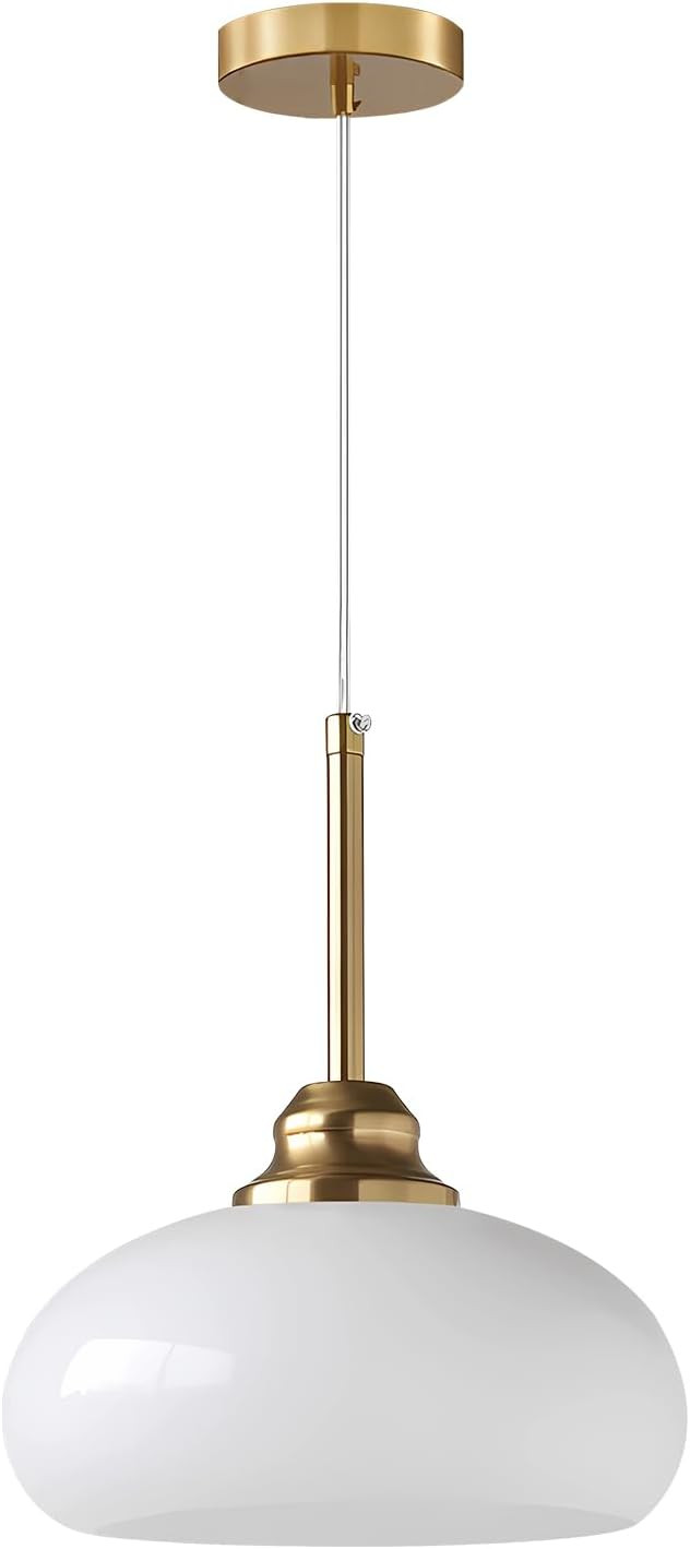 KCO Lighting White and Gold Pendant Light Milk Glass Pendant Light Fixtures Anti Brass Pendant Li... | Amazon (US)