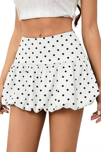 Women's Y2K Bubble Mini Skirt Low Rise Puff Skort with Shorts Underneath | Amazon (US)