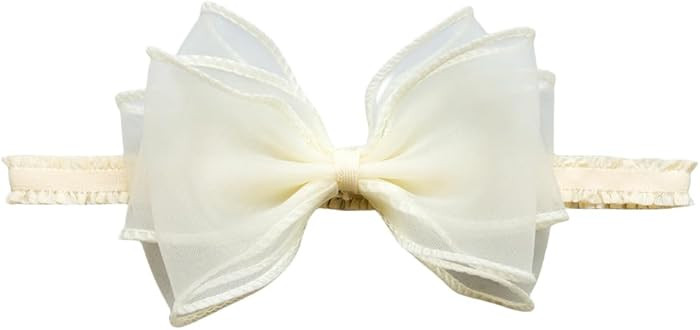 Cute Lace Bow Baby Girls Headbands White Knot Headband Soft Chiffon Hair Band for Newborn Infant ... | Amazon (US)