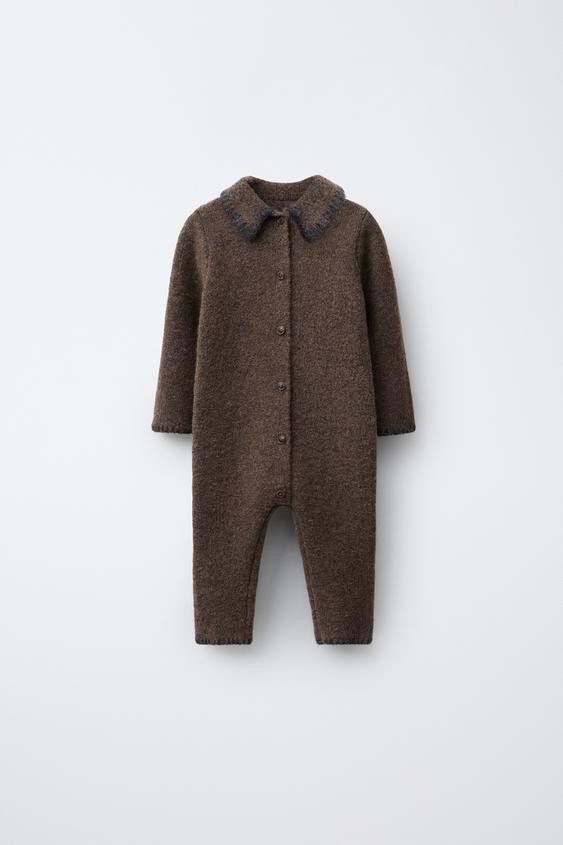 KNIT JUMPSUIT WITH CONTRAST DETAILS | Zara US