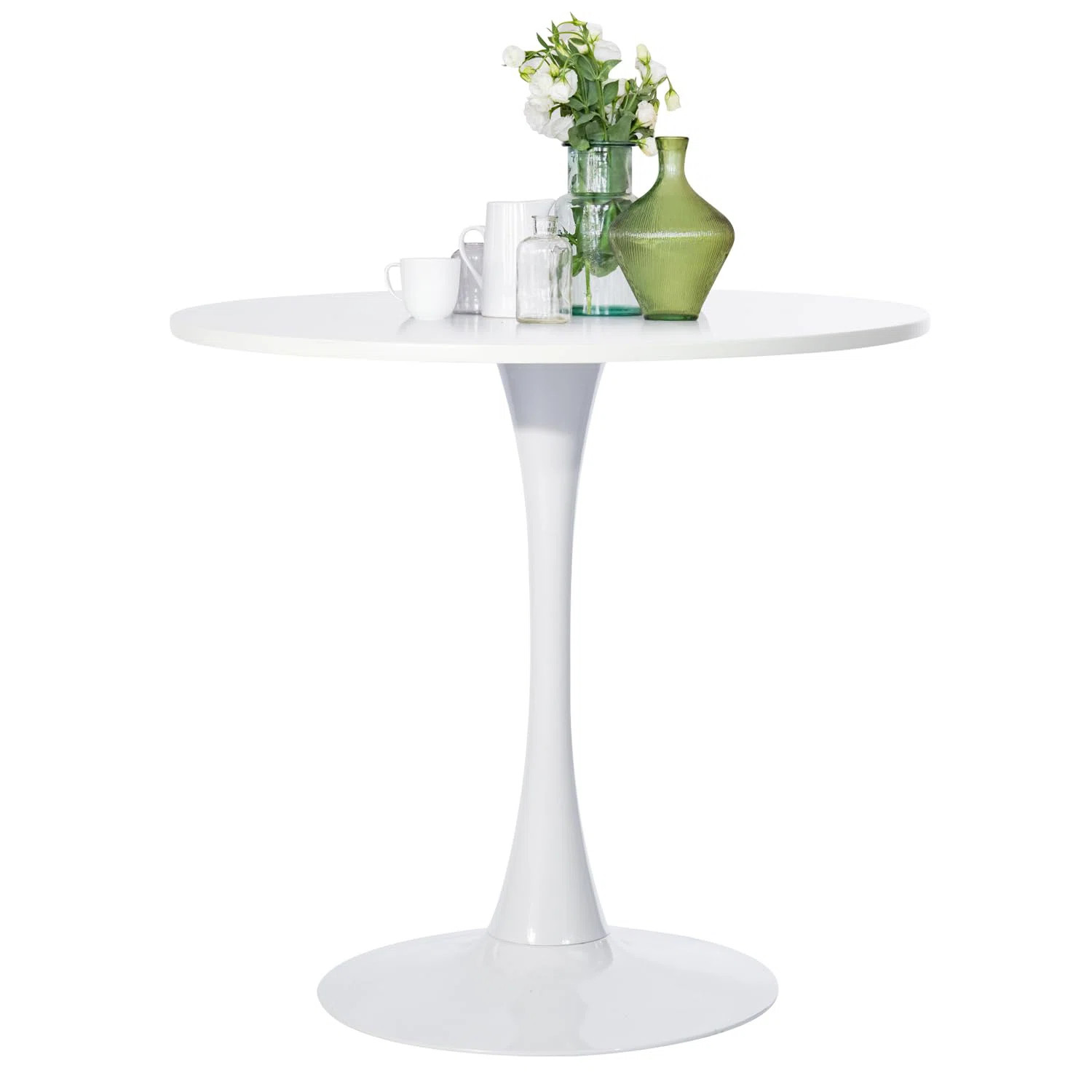 White/Black Round Dining Table, Coffee Table Table Kitchen Dining Table 2-4 People , Leisure Offi... | Wayfair North America