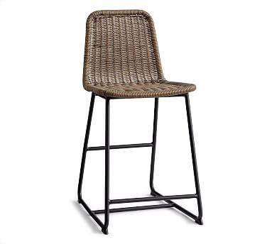 Plymouth Counter Height Bar Stool, Woven/Metal | Pottery Barn (US)