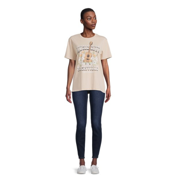 Time and Tru Women's Short Sleeve Destination Graphic Tee | Walmart (US)