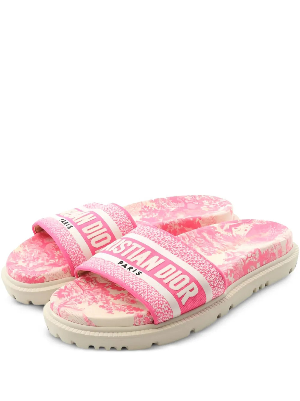 Christian Dior Pre-Owned floral-print canvas slide sandals - Pink | Farfetch Global