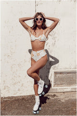 Brigitte Pool Blue High Waist Swim Bottom | Luca + Grae 