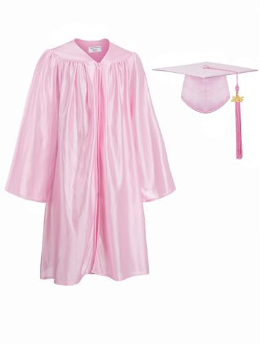 GradClassical Unisex Shiny Graduation Gown Cap Tassel Set 2026 for Preschool and Kindergarten Boys and Girls Clothing Set (Pink 27"(3'6"-3'8")) | Amazon (US)