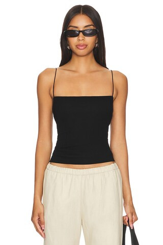 Enza Costa Silk Knit Strappy Essential Tank in Black from Revolve.com | Revolve Clothing (Global)