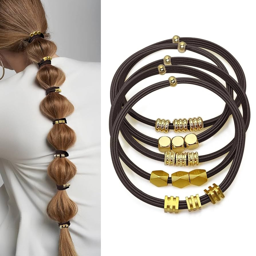 Brown Hair Ties Boho Bracelets for Women, Ponytail Holders Hair Tie Bracelet for Girls Cute Hair ... | Amazon (US)