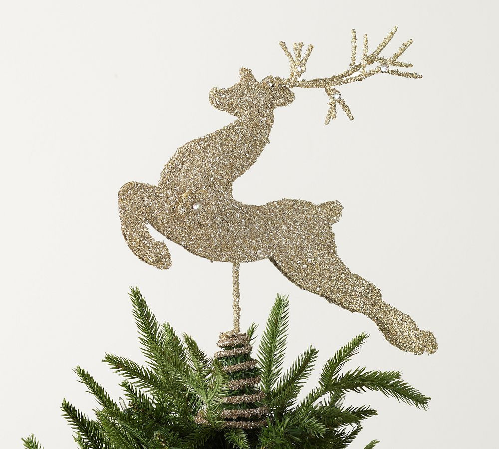 Glitter Stag Tree Topper | Pottery Barn (US)