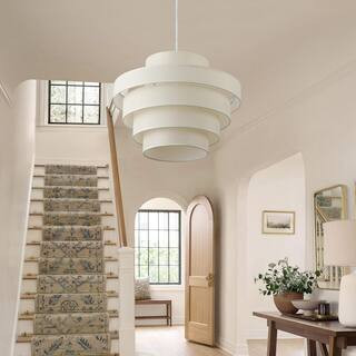 Modern Beige 6-Light Fabric Lampshade Pendant Light for Kitchen Island | The Home Depot