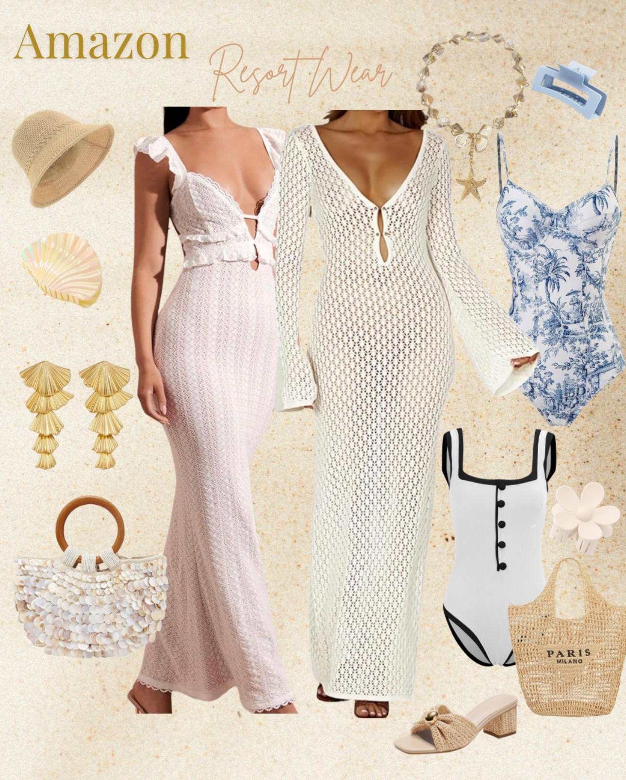 Amazon Resortwear ☀️
These pieces look like a European summer wardrobe but they’re all from Amazon 🤍

Perfect for beach vacations, brunch outfits, and effortless coastal styling — saving this for my next getaway ✨

Which look is your favorite? 🐚

#amazonfashion #resortwear #vacationoutfits #beachoutfits #coastalstyle #summeroutfits #europeansummer #oldmoneystyle #neutralstyle #amazonfinds #ltkstyle #springoutfits #effortlessstyle #capsulewardrobe #LTKootd #LTKgrwm #LTKOver40 #LTKSeasonal

spring outfits 2026, easter dress women, spring dresses, vacation outfits beach, country concert outfits, date night outfits, two piece swimsuit, bikini, coastal jewelry, beach bag, claw clips, one piece swimsuit, beach cover up, beach dress, black dress

#LTKTravel #LTKTall #LTKSwim