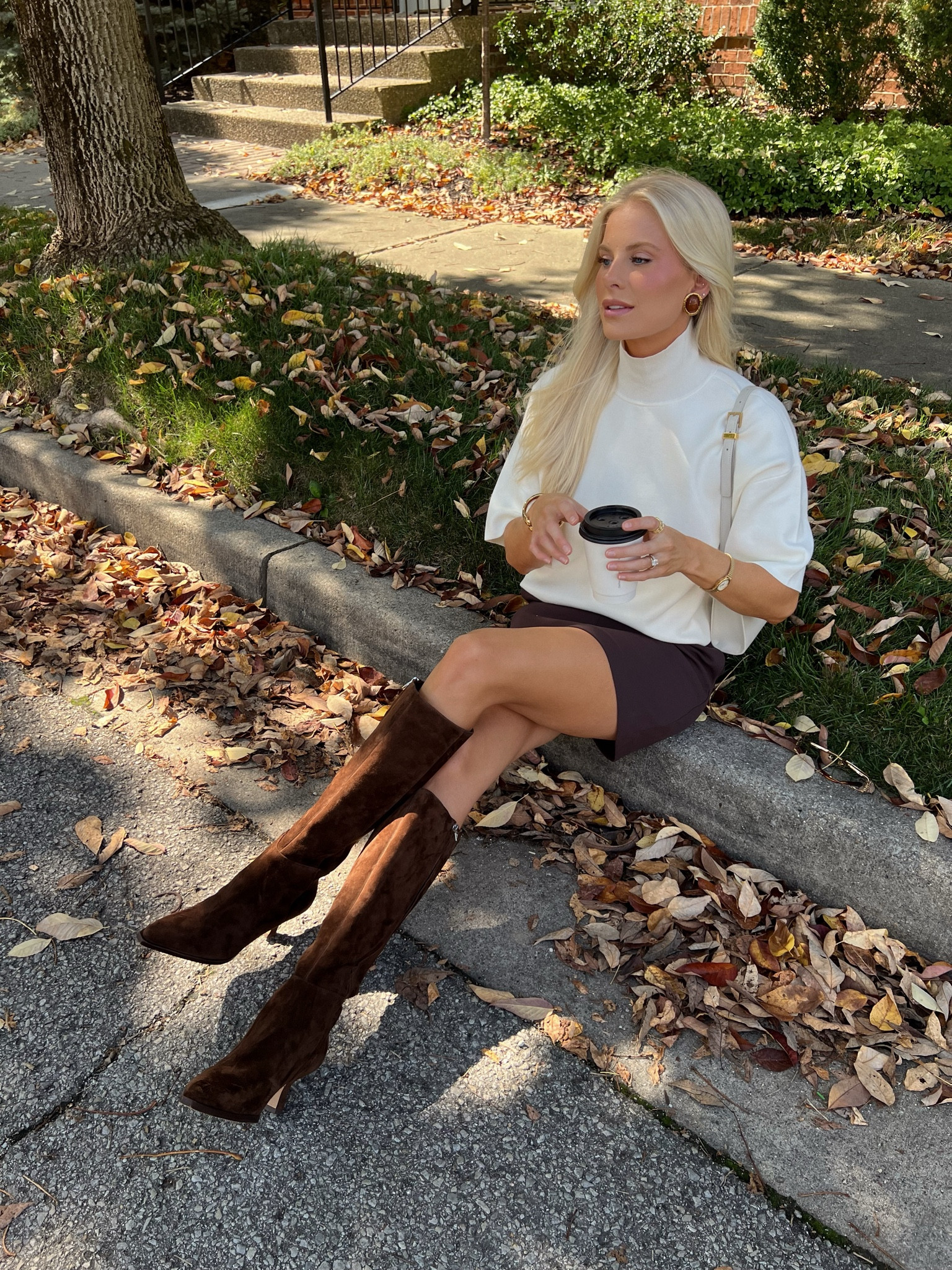 Fall Outfit 🍂 
Small in top, size 4 in skirt, boots are true to size
Code KATHLEEN15 for earringss
#kathleenpost #fallfashion #fallboots 

#LTKShoeCrush #LTKStyleTip #LTKSeasonal