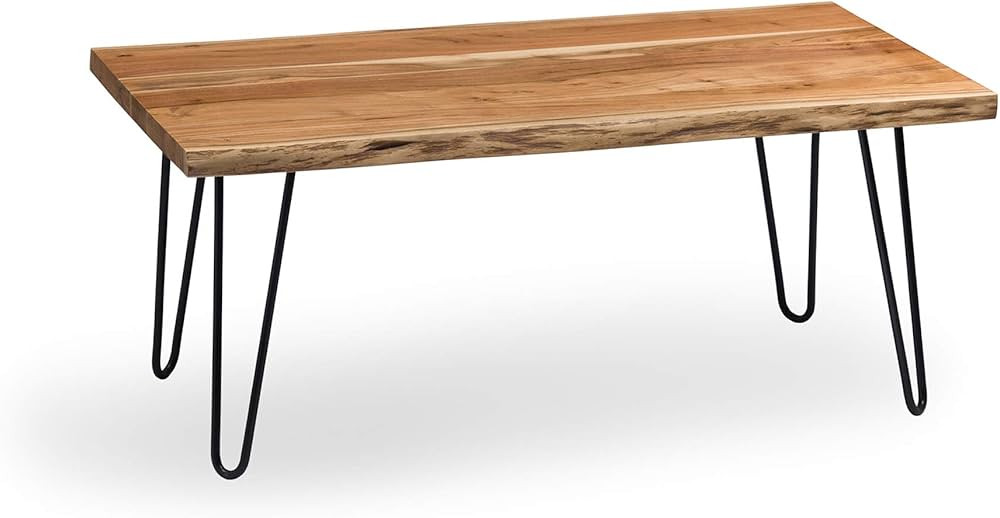 Alaterre Furniture Hairpin Natural Wood with Metal 48" Large Coffee Table, Live Edge | Amazon (US)