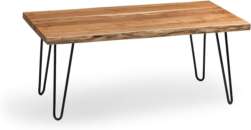 Alaterre Furniture Hairpin Natural Wood with Metal 48" Large Coffee Table, Live Edge | Amazon (US)