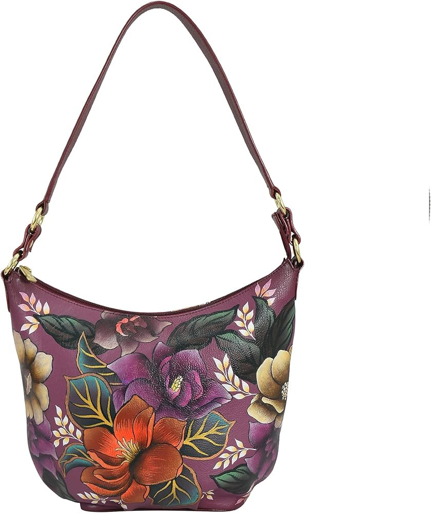 Anuschka Large Shoulder Hobo, Women's Hand-Painted Genuine Leather Handbag | Amazon (US)