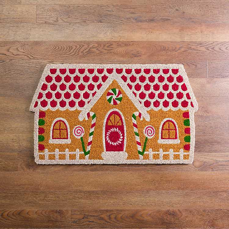 Gingerbread House Shaped Doormat | Kirklands