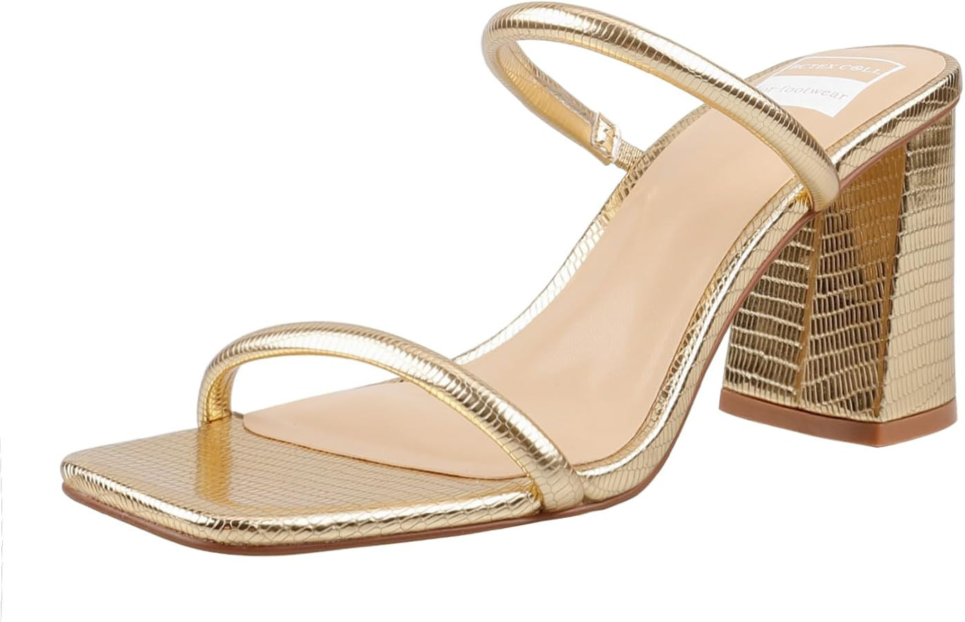 BCTEX COLL Women's High Heeled Sandal Two Strap Square Toe Slip on High-heeled Sandal High Heel S... | Amazon (US)