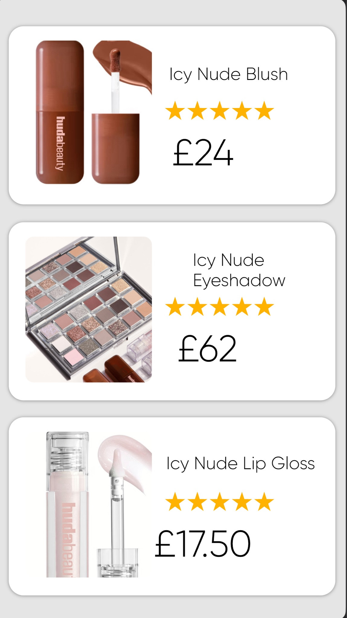 NEW FROM HUDA BEAUTY  👈🏼

It’s love at frost sight with the NEW Icy Nude Range – here to grant your glam a cool, frosty finish.

Meet the icy nude range 
Enjoy 😉 your shopping 🛍️ 

#LTKSeasonal #LTKBeauty #LTKHoliday