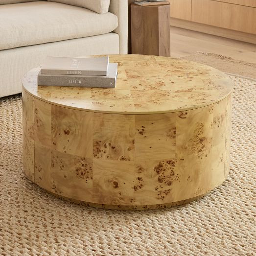 Volume Round Drum Coffee Table (36") - Burl | West Elm (US)