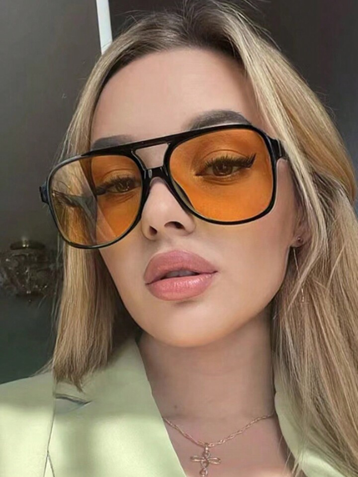 Women Tinted Lens Aviator Frame Fashion Glasses For Daily Life | SHEIN