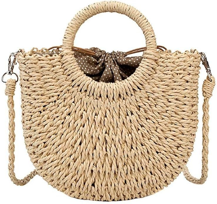 Women Straw Crossbody Bag Summer Beach Weave Shoulder Bag Rattan | Amazon (US)