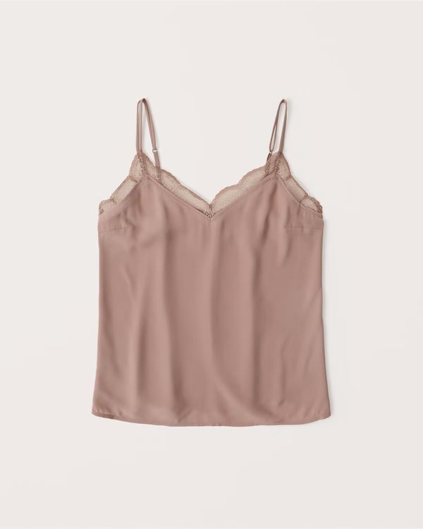 Double Strap Lace Trim Cami | Abercrombie & Fitch (US)