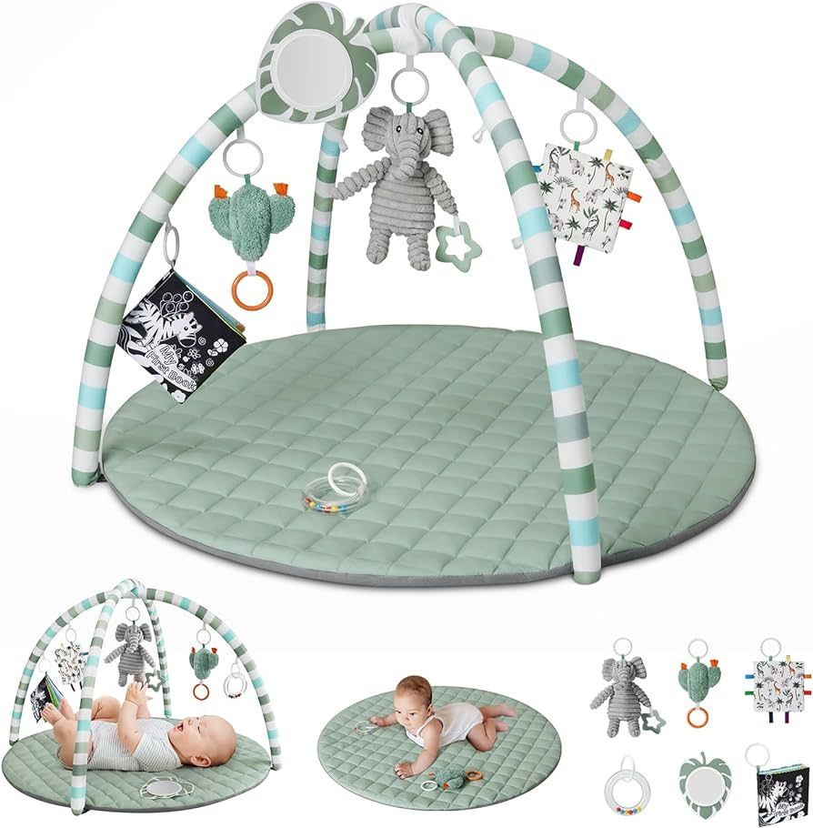 Blissful Diary Baby Play Gym Mat, Tummy Time Mat with 6 Detachable Toys for Stage-Based Sensory &... | Amazon (US)