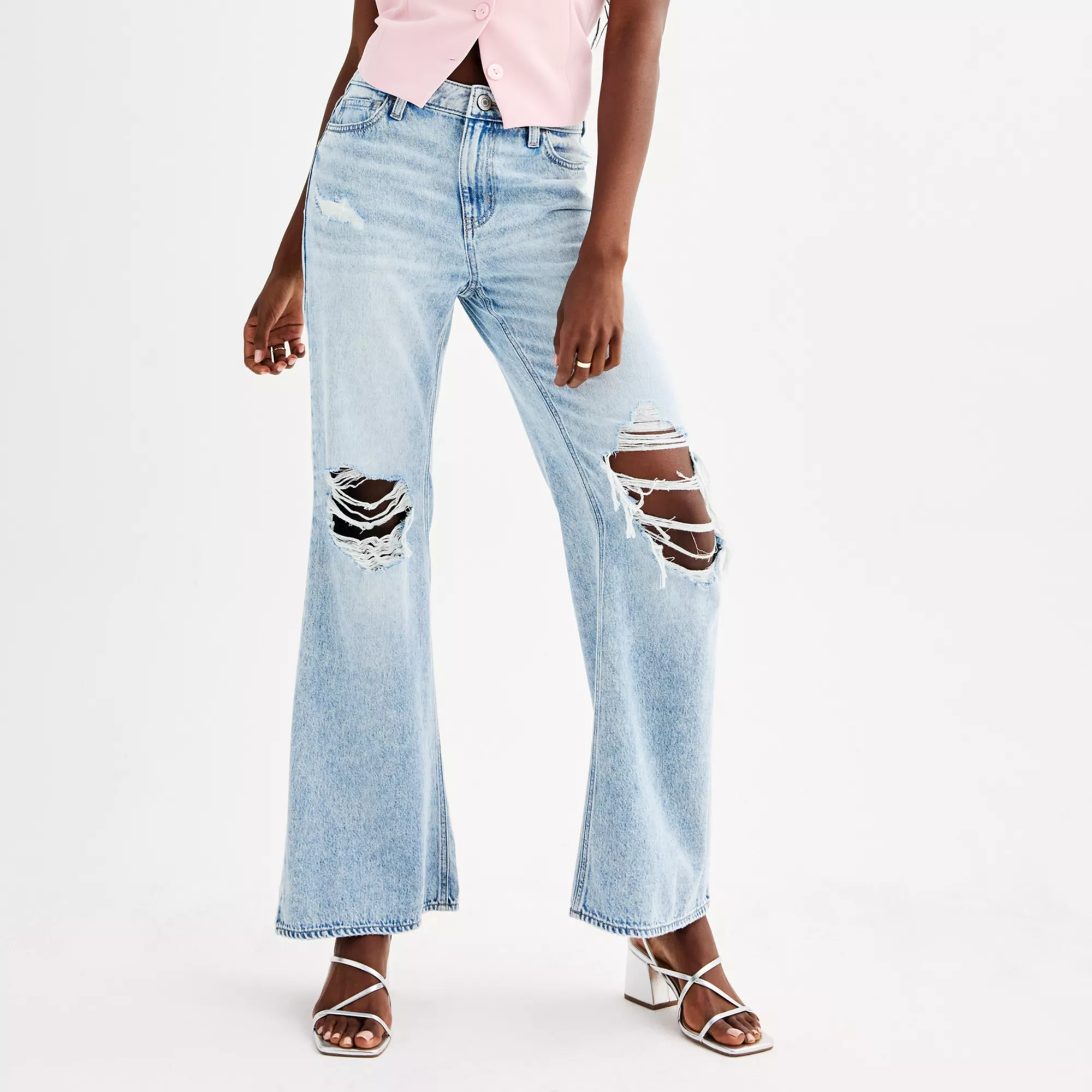 Juniors' SO® Mid Rise Slouchy Flare Jeans | Kohl's