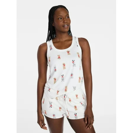 Joyspun Women's Cozy Lounge Collection Hacci Knit Tank Top and Shorts Pajama Set, 2-Piece, Sizes XS-3X | Walmart (US)