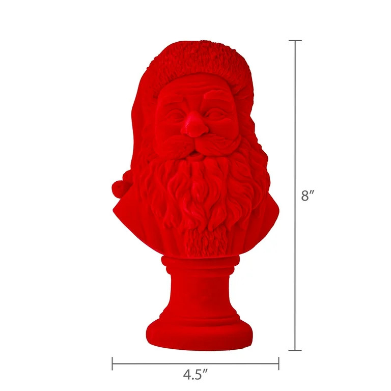Flocked Santa Bust Christmas Tabletop Decoration, Red, 8", by Holiday Time | Walmart (US)