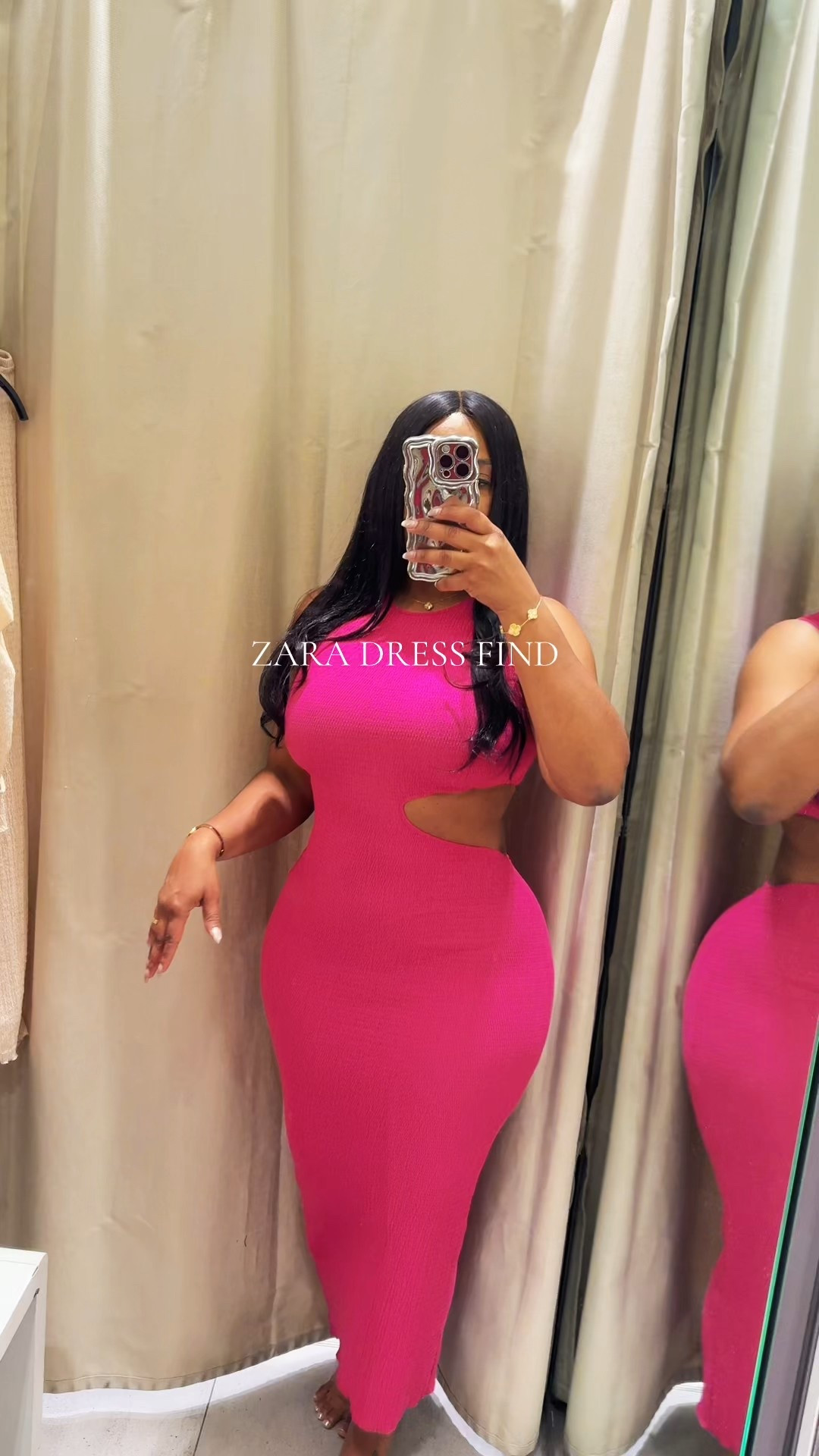 Spring Fashion Find 
Zara Dress Long textured dress. Round neck and sleeveless. Cutout detail at waist.
Comes in 3 colors 
I’m wearing a med 

#LTKStyleTip #LTKFindsUnder100 #LTKFindsUnder50