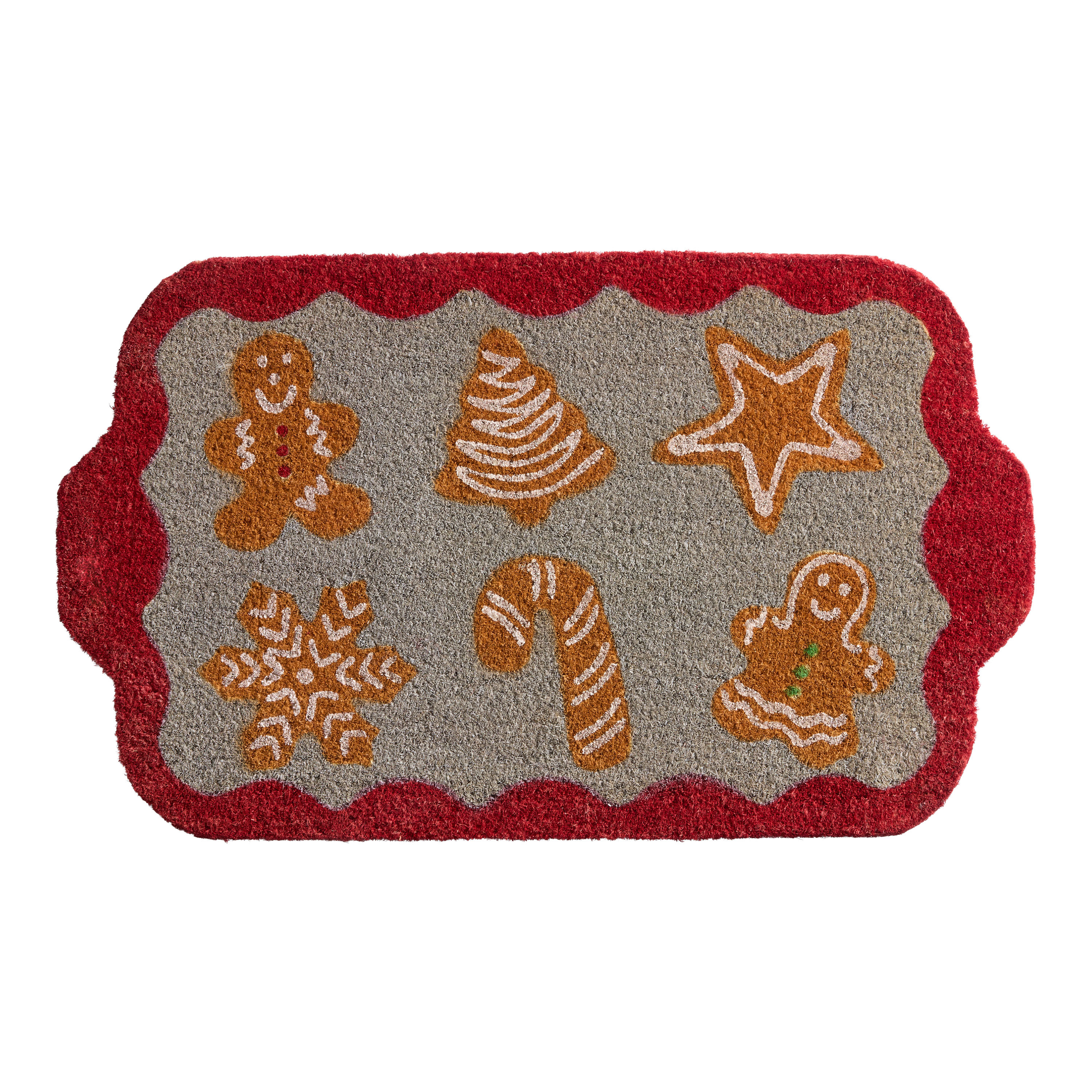 Frosted Holiday Icon Cookie Tray Shaped Coir Doormat - World Market | World Market