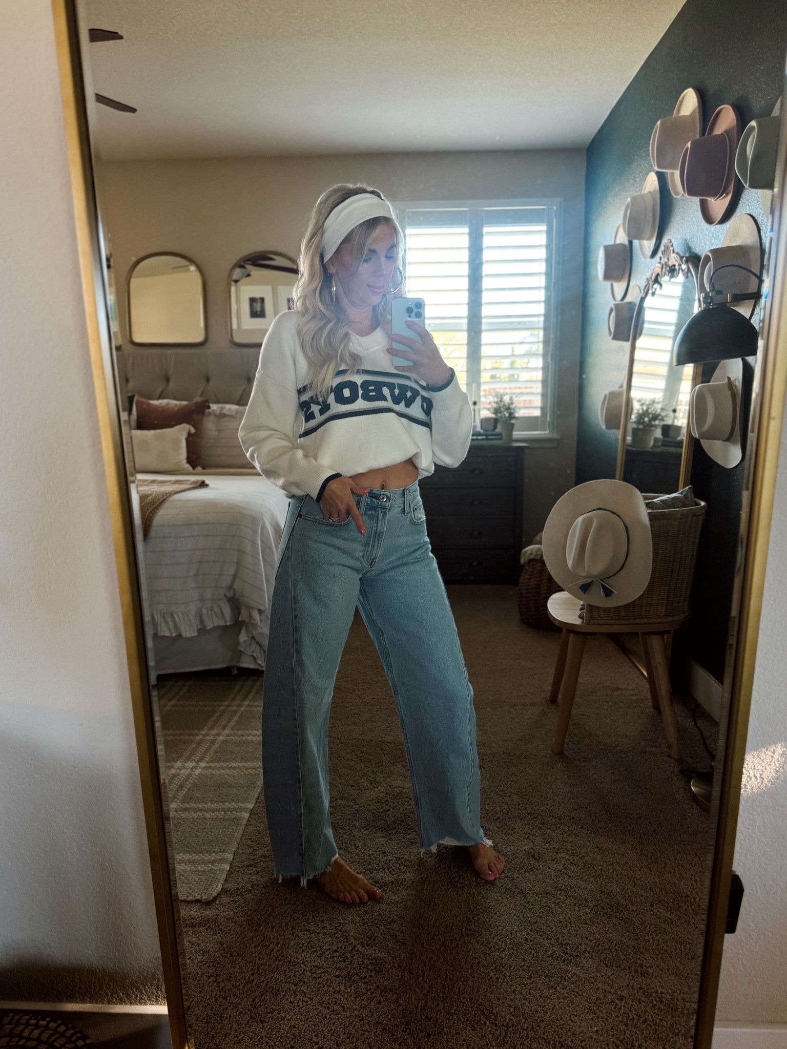 shop my Abercrombie look! Perfect football Sunday outfit. Barrel jeans are a 25 long and sweater is XS! Go grab your teams sweater…cute enough to dress up and wear out!  Shop the Abercrombie sale and save!

#LTKSeasonal #LTKstyletip
