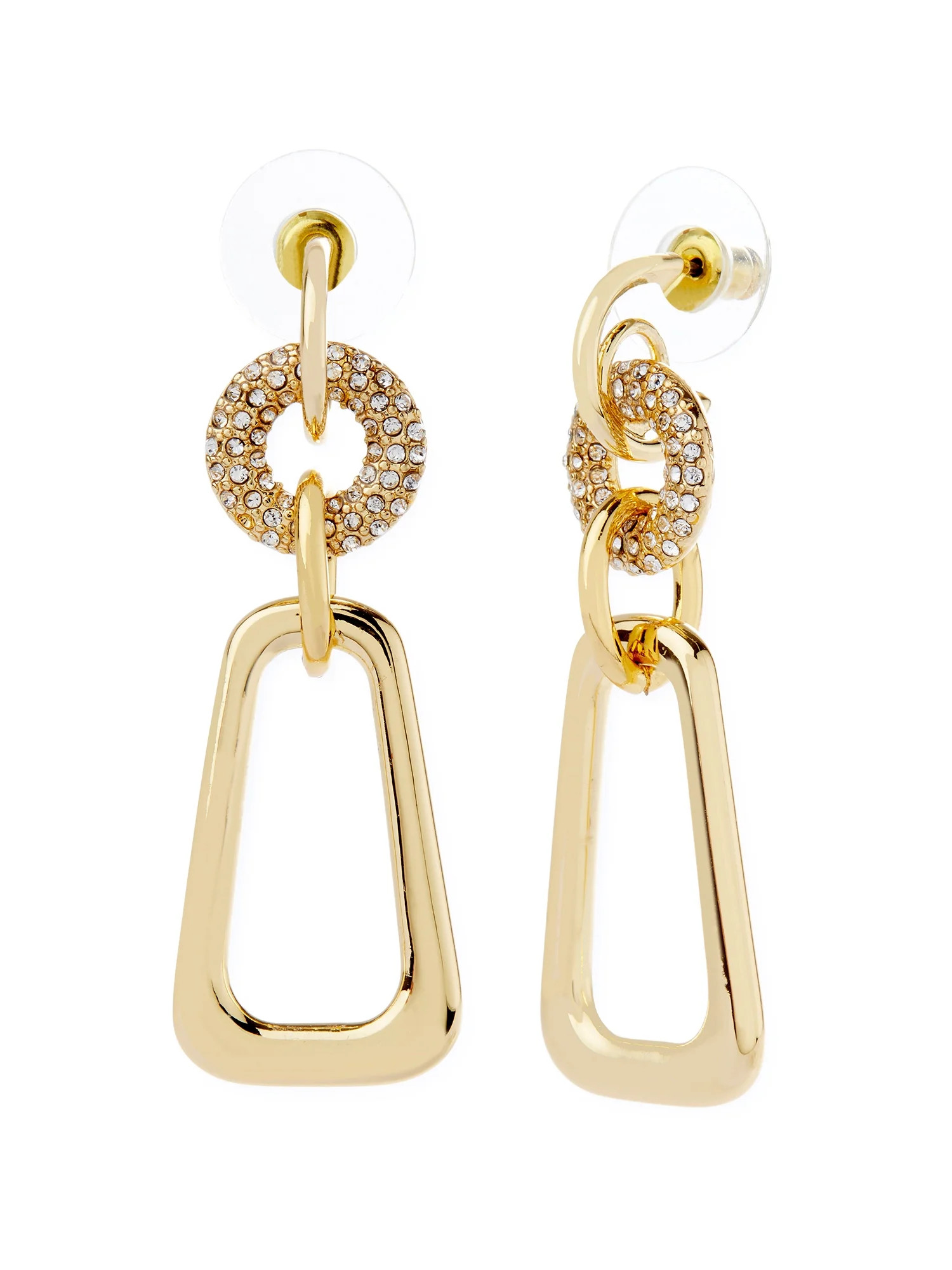Scoop Women's Cubic Zirconia Drop Earrings in 14KT Flash-Plated Gold - Walmart.com | Walmart (US)
