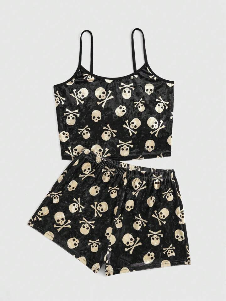 Goth Skull Print PJ Set | SHEIN