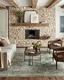 Magnolia Home by Joanna Gaines x Loloi Banks Ocean/Spice 5'-0" x 7'-6" Area Rug | Amazon (US)