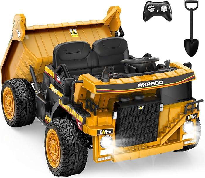 ANPABO 24V Ride On Dump Truck, 2X75W Powerful Motors, Up to 4.4Mph, EVA Tires, Construction Vehic... | Amazon (US)