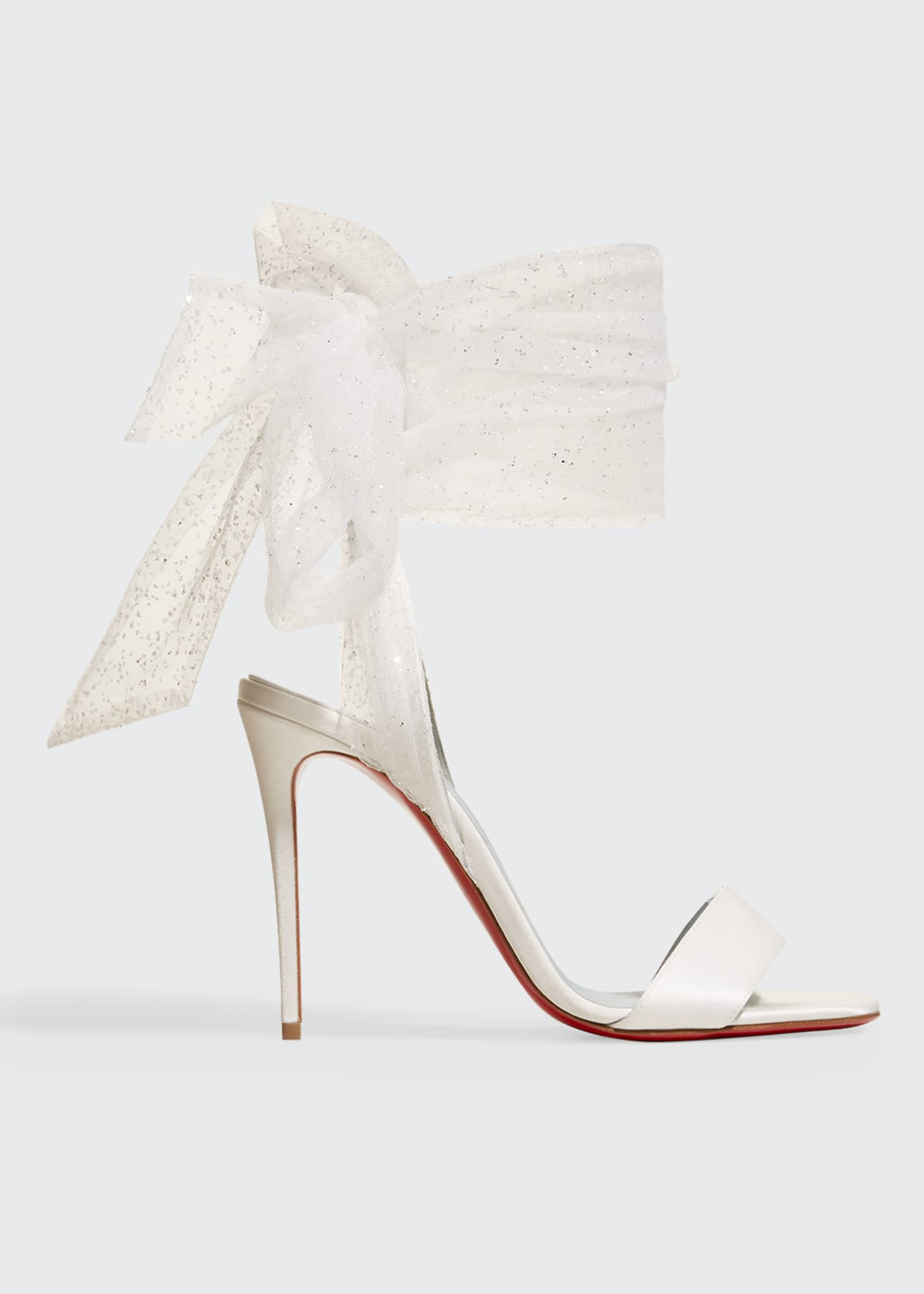Sandale Du Desert 100mm Crepe Satin & Tulle Glitter Red Sole Sandals | Bergdorf Goodman