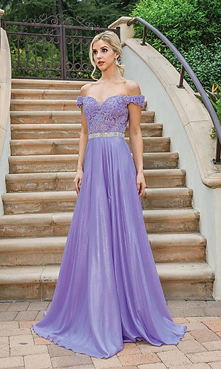 Sheer Embroidered-Bodice metallic long prom dress. | Prom Girl