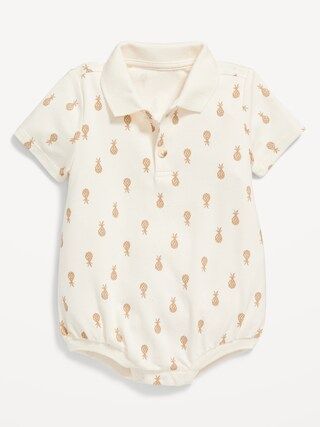 Printed Short-Sleeve Polo Romper for Baby | Old Navy (US)