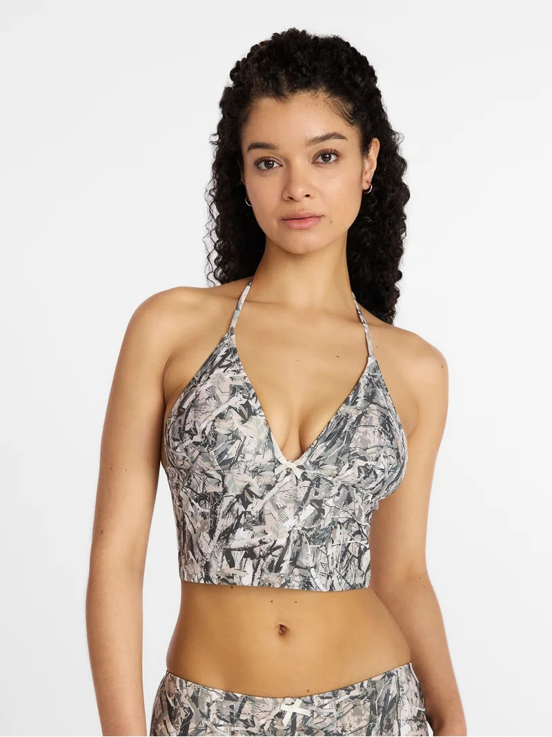 No Boundaries Camo Print Cropped Tankini Top, Women\u2019s XXS-XXL | Walmart (US)