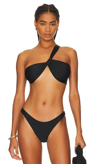 Razo One Shoulder Bikini Top in Noir | Revolve Clothing (Global)