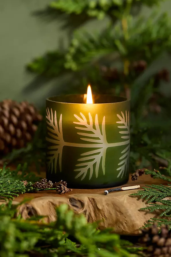 Evergreen Glass Candle, Balsam + Cedar | Anthropologie (US)