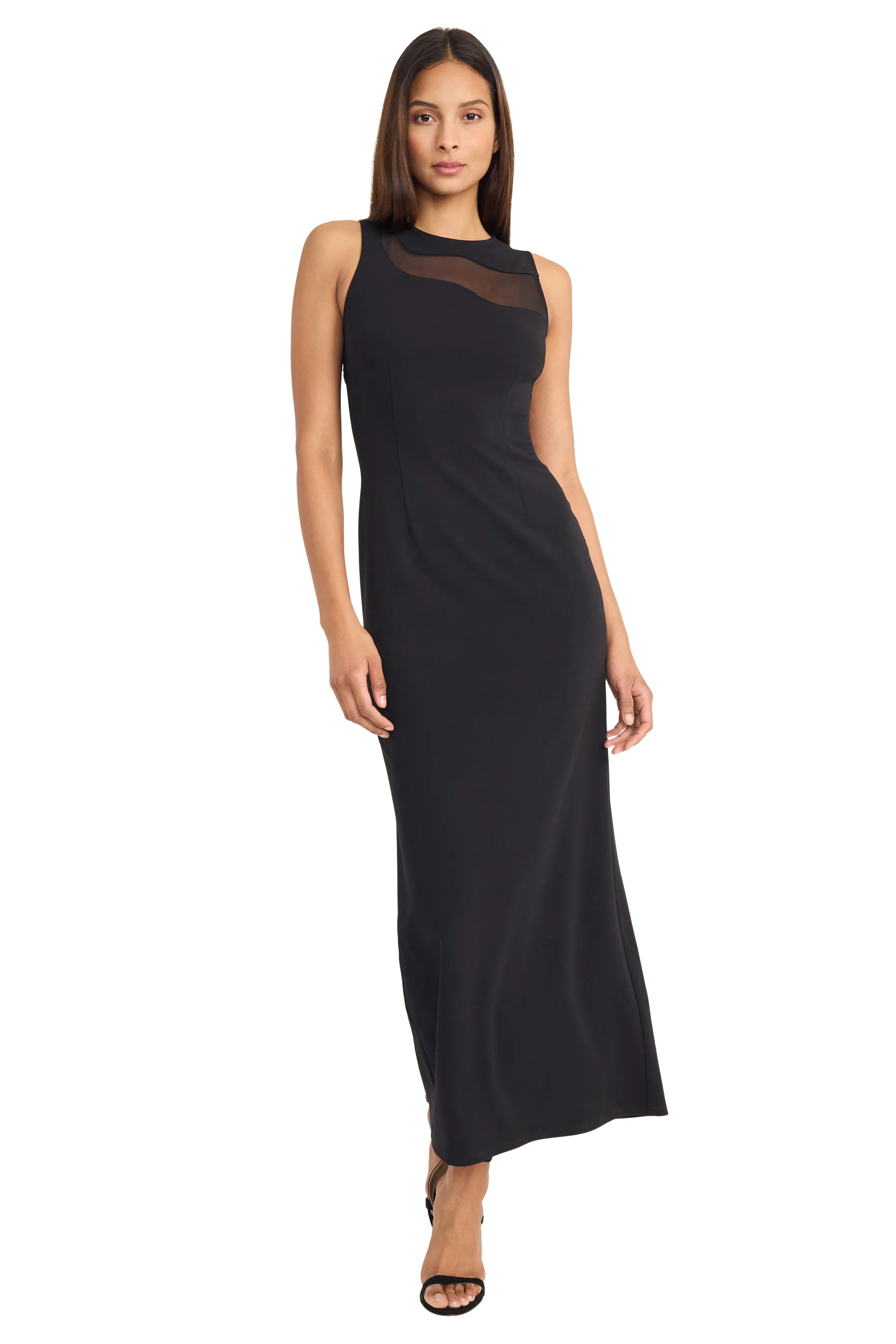 Ariella Jewel Neck Illusion Maxi Dress A-Line | Donna Morgan | Maggy London
