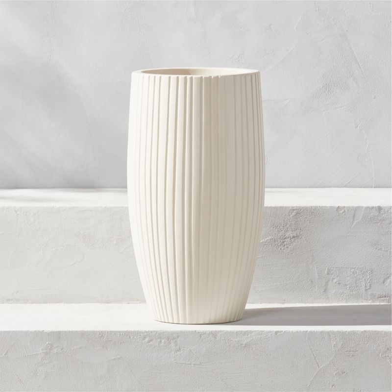 Zadie Modern White Outdoor Planter Small + Reviews | CB2 | CB2