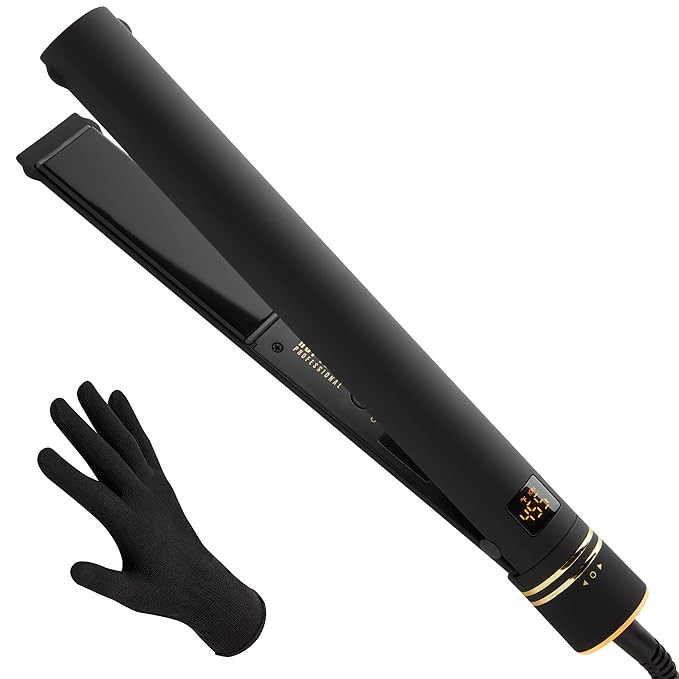 HOT TOOLS Pro Artist Black Gold Ionic 1 1/4 Inch Flat Iron - Use as Straightener for Sleek Straig... | Amazon (US)